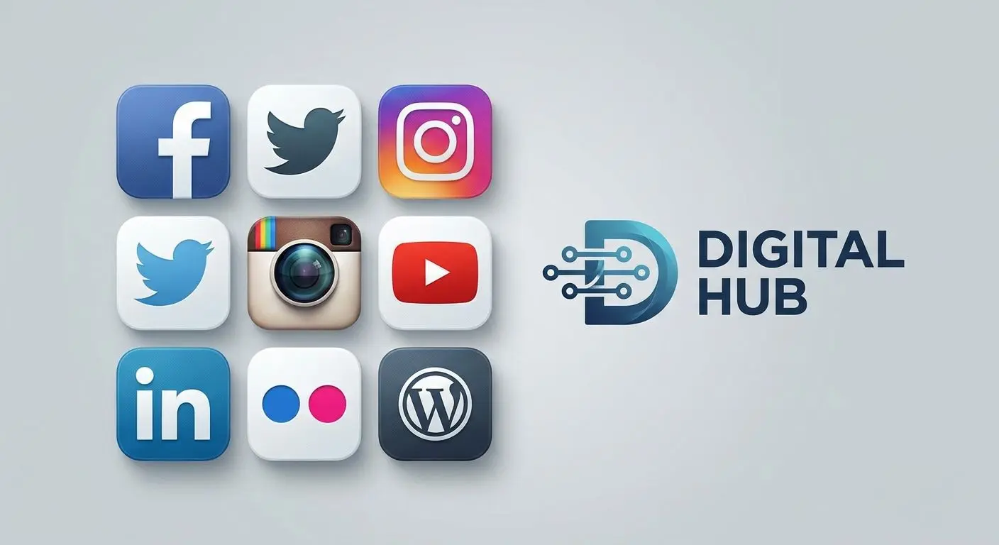 Iconos de redes sociales junto a identidad visual de bwin