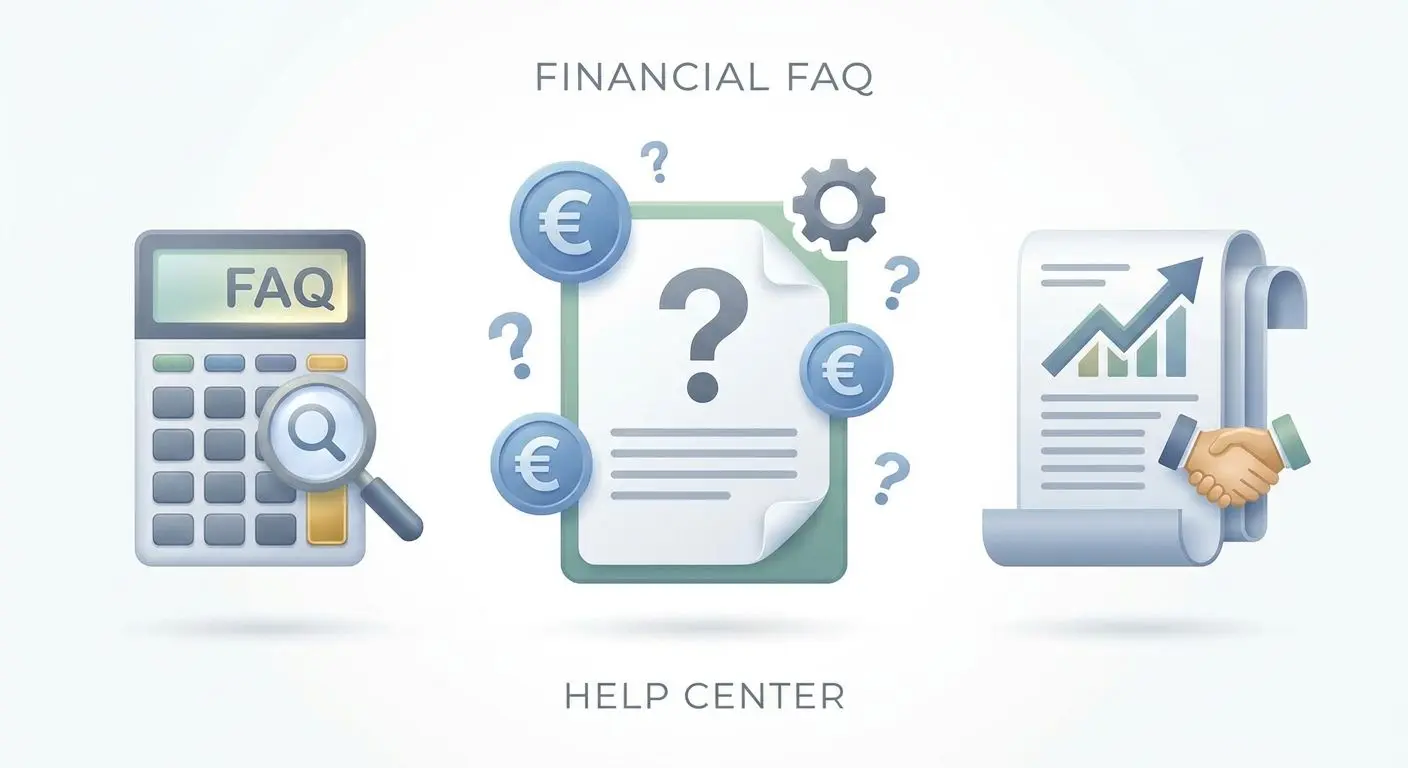 Iconografía de preguntas frecuentes sobre impuestos y comisiones
