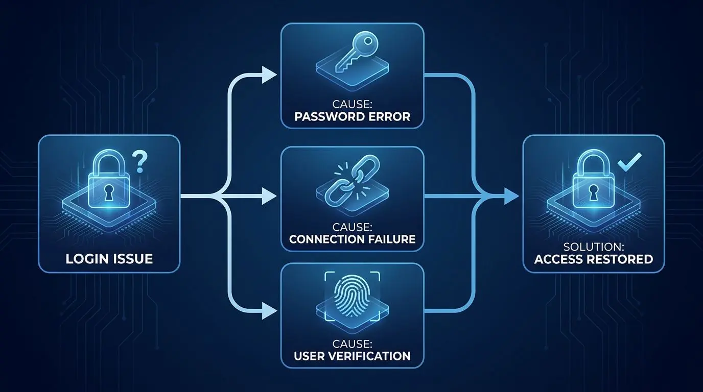 Esquema de errores comunes de acceso y soluciones
