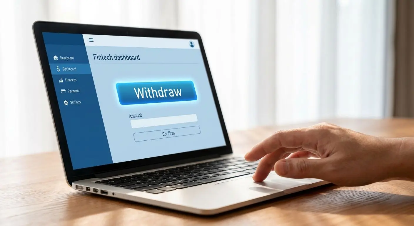 Flujo de retirada online en una interfaz genérica con botón retirar