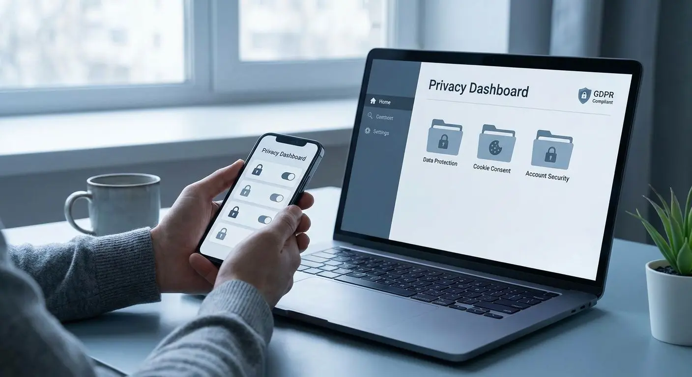 Usuario revisando sus opciones de privacidad y control de datos