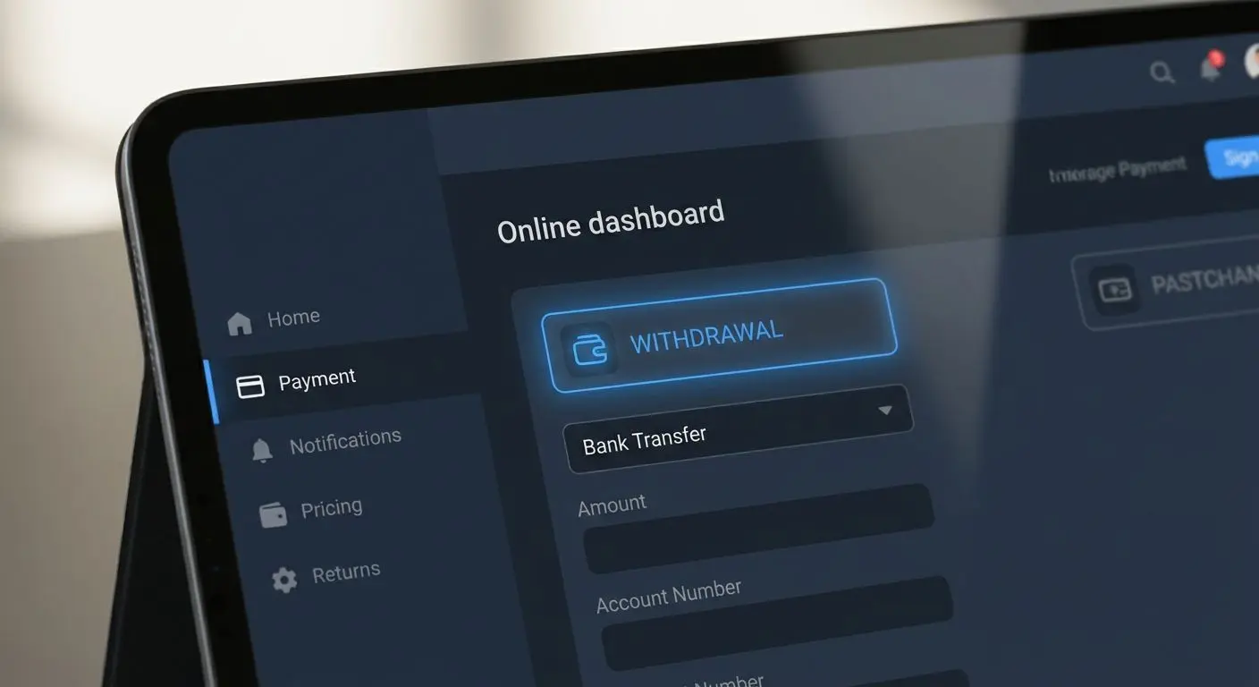 Interfaz conceptual de cajero con retirada por transferencia resaltada